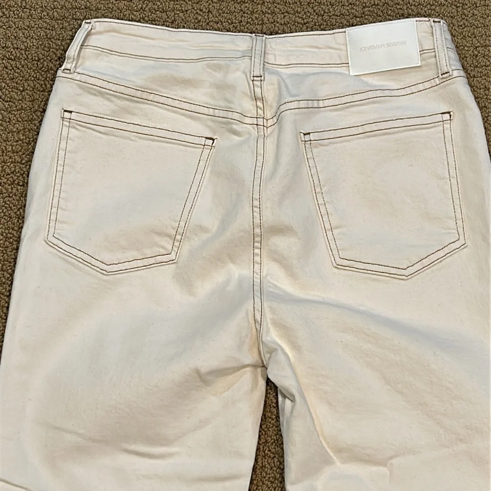 Jonathan Simkhai River High Rise Straight Leg Jeans in Ecru 32 Distressed - Picture 9 of 15